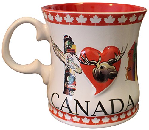 Canadian Souvenir Mug (Coffee, Cider, Hot Chocolate, Tea Cup) (Inuit Carving & Colorful Map of Canada, 1)