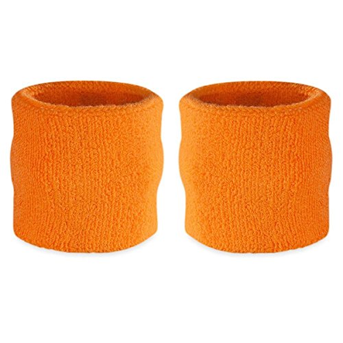 Suddora Wrist Sweatbands - Athletic Cotton Terry Cloth Wristbands for Sports (Pair) (Rainbow)