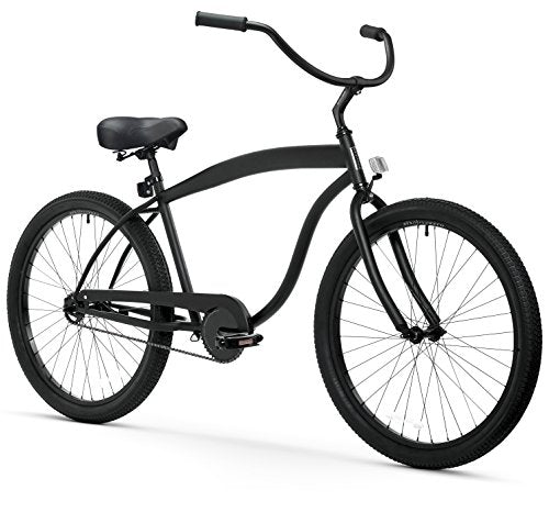 sixthreezero Men's In The Barrel 3-Speed 26-Inch Beach Cruiser Bicycle, Matte Black