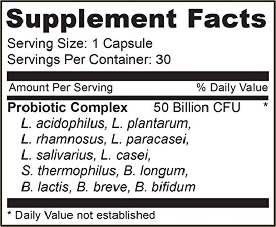 NATURELO Probiotic Supplement - 50 Billion CFU - 11 Strains - One Daily - Best for Digestive Health, Immune Support - Ultra Strength Probiotics - No Refrigeration Needed - 30 Vegan Capsules