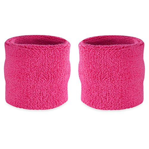 Suddora Wrist Sweatbands - Athletic Cotton Terry Cloth Wristbands for Sports (Pair) (Rainbow)