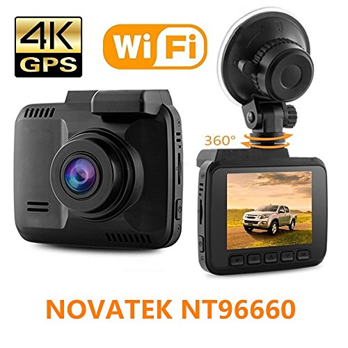 2.4 "Car Dash Cam, 4K Dash Camera, 150 Degree Wide Angle Car Camera with GPS, WiFi, G-Sensor, Loop Recording, Parking Monitoring, Motion Detection etc