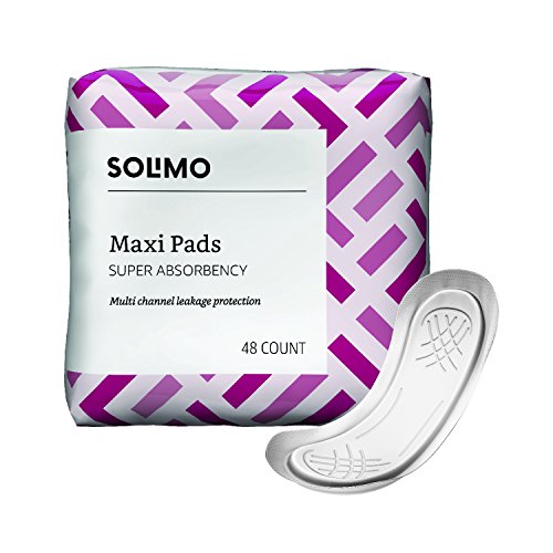 Amazon Brand - Solimo Maxi Pads, Super Absorbency, Unscented, 48 Count