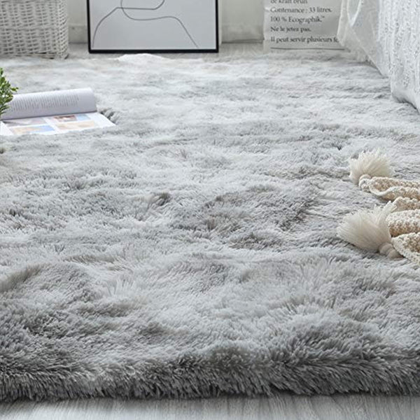 EVELTEK Ultra Soft Indoor Modern Area Rugs Fluffy Carpets Anti-Skid Shaggy Area Rug Floor Mat Suitable for Living Room Children Bedroom Home Decor Rugs 2.6 Feet by 4 Feet (Silver)