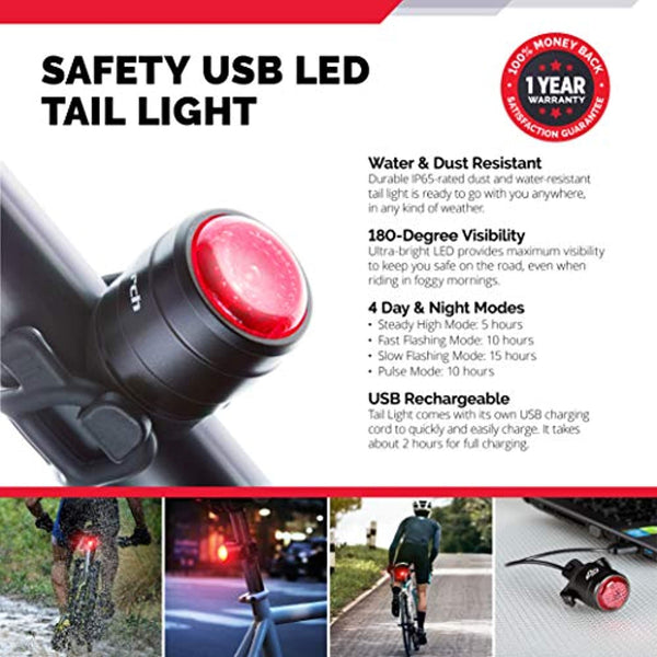 Cycle Torch Bolt Combo - USB Rechargeable Bike Light Front and Back| Safety Bicycle LED Headlight & Rear Tail Light | Bike Lights Set Easy to Install for Men Women Kids
