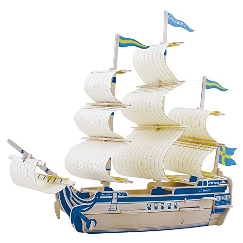 Lychee® Wooden Ancient Ship 3D PUZZLE, Wooden DIY Model Set Handcraft Birthday Christmas Gift for Kids (Zheng he)