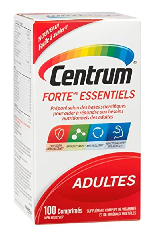 Centrum Adults Forte Essentials (100 Count) Easy to Swallow, Multimineral Multivitamin Supplement