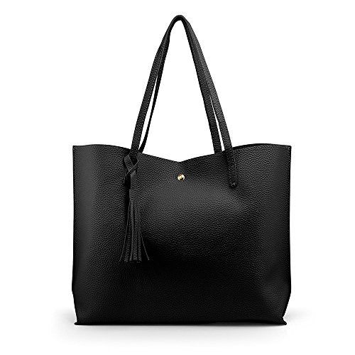 Women Large Tote Bag - Tassels Faux Leather Shoulder Handbags, Fashion Ladies Purses Satchel Messenger Bags