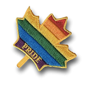 [Single Count] Custom and Unique (3.5" x 3.5" Inch) Maple Leaf Shaped Rainbow LGBT Gay Lesbian Bisexual "Pride" Stripes Symbol Iron On Embroidered Applique Patch {Red, Orange, Yellow, Green, Blue, & Purple Colors}