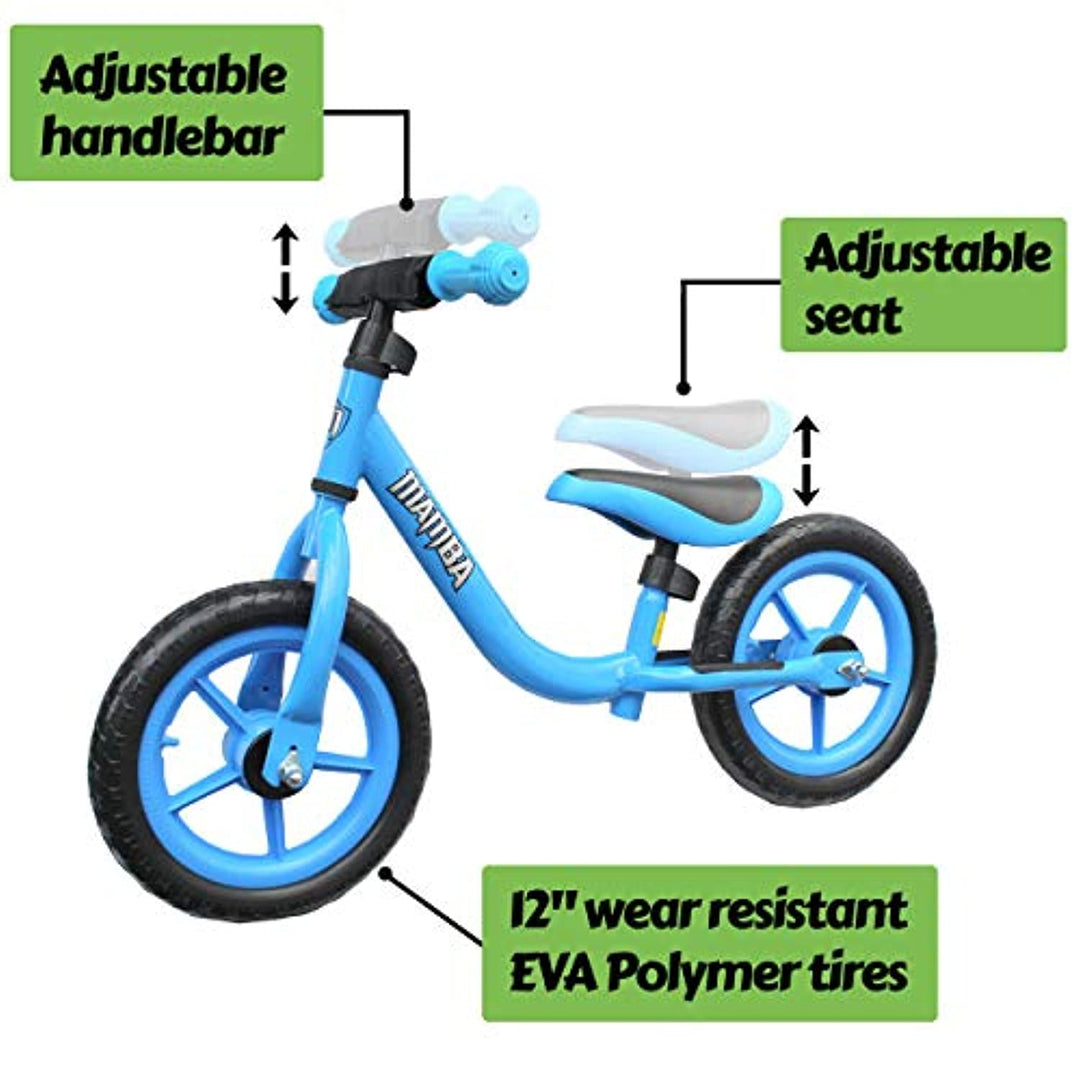 Mamba Sport 12" Balance Bike with Handlebar Pad - 8 Colours to Choose from