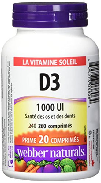 Webber Naturals Vitamin D3 Tablet, 1000 IU
