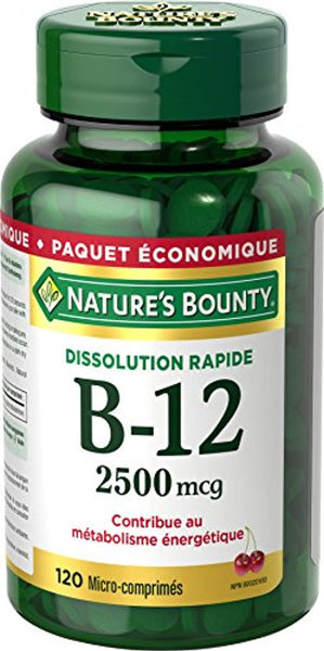 Nature's Bounty Vitamin B12 Supplement, Supports Energy Metabolism, 2500mcg, 120 Microtablets