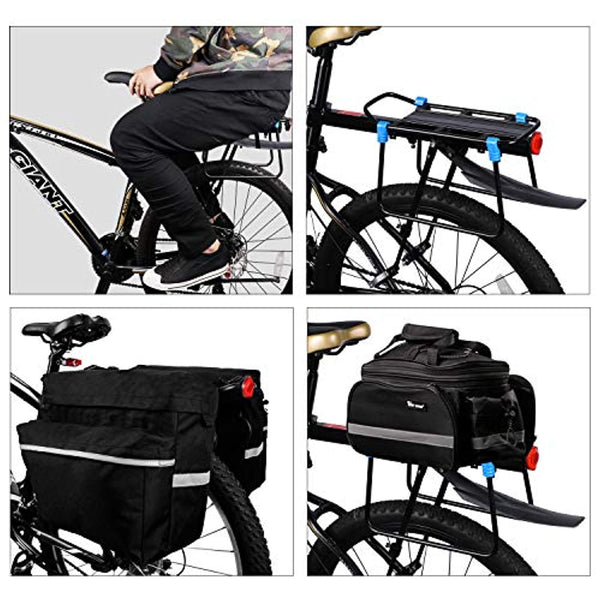 Bicycle Rear Bike Rack with Fender, Quick Release Bicycle Luggage Cargo Rack Adjustable Cycling Pannier Rack Load 110 LB