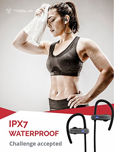 TREBLAB XR800 Bluetooth Headphones, Best Wireless Earbuds for Sports, Running Or Gym Workouts. 2018 Best Model. IPX7 Waterproof, Sweatproof, Secure-Fit. Noise Cancelling Earphones w/Mic (Graphite)