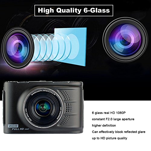 Podofo Car Camera 3.0" LTPS Full HD 1080p 170° Wide Angle Car DVR Dash Cam Zinc Alloy Metal Body WDR Vehicle Video Recorder, 32GB TF Card Included