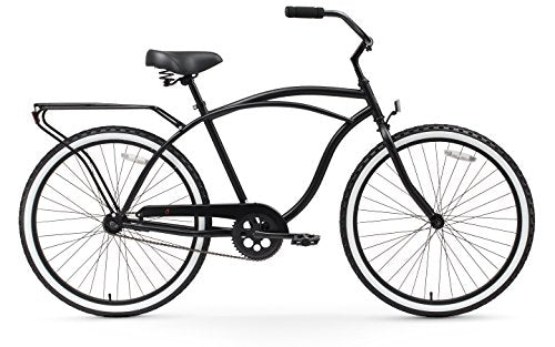 sixthreezero Around The Block Men's 26-Inch Single Speed Cruiser Bike, Matte Black, 18" / One Size