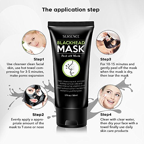 Silksence Blackhead Remover Mask, Purifying Peel-off Mask with Activated Charcoal Deep Pore Cleanse for Acne