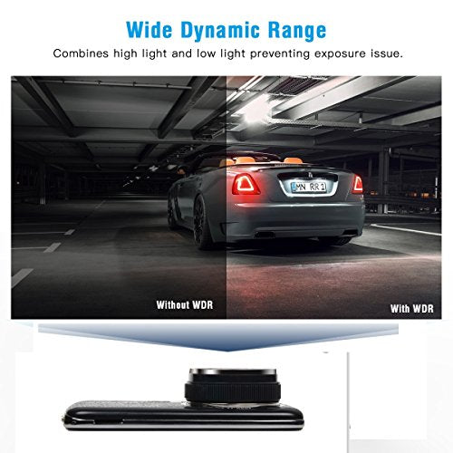 TOGUARD Dash Cam Front and Rear Dual Camera for Cars,4.0'' IPS Screen,HD 1080P Car Dash Camera, Rearview Backup Camera,130 Degree Wide Angle, WDR, Loop Recording, G-sensor, Parking monitor