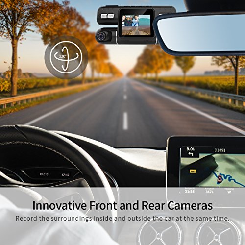 Pruveeo MX2 Car Dash Cam Dual Lens 120 plus 120 Degree Wide Angle, Dash Camera for Cars, Dashboard Camera Car Driving Recorder DVR