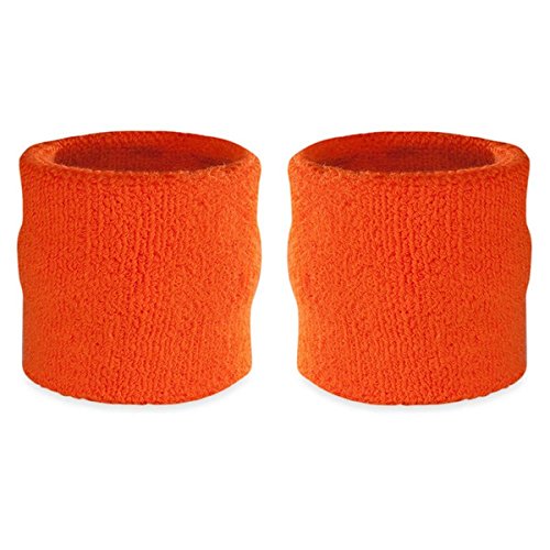 Suddora Wrist Sweatbands - Athletic Cotton Terry Cloth Wristbands for Sports (Pair) (Rainbow)