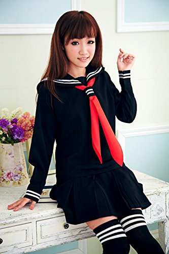 WOTOGOLD Anime Cosplay Costume Navy Sailor Uniform Black Students School Uniforms