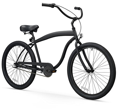 sixthreezero Men's In The Barrel 3-Speed 26-Inch Beach Cruiser Bicycle, Matte Black