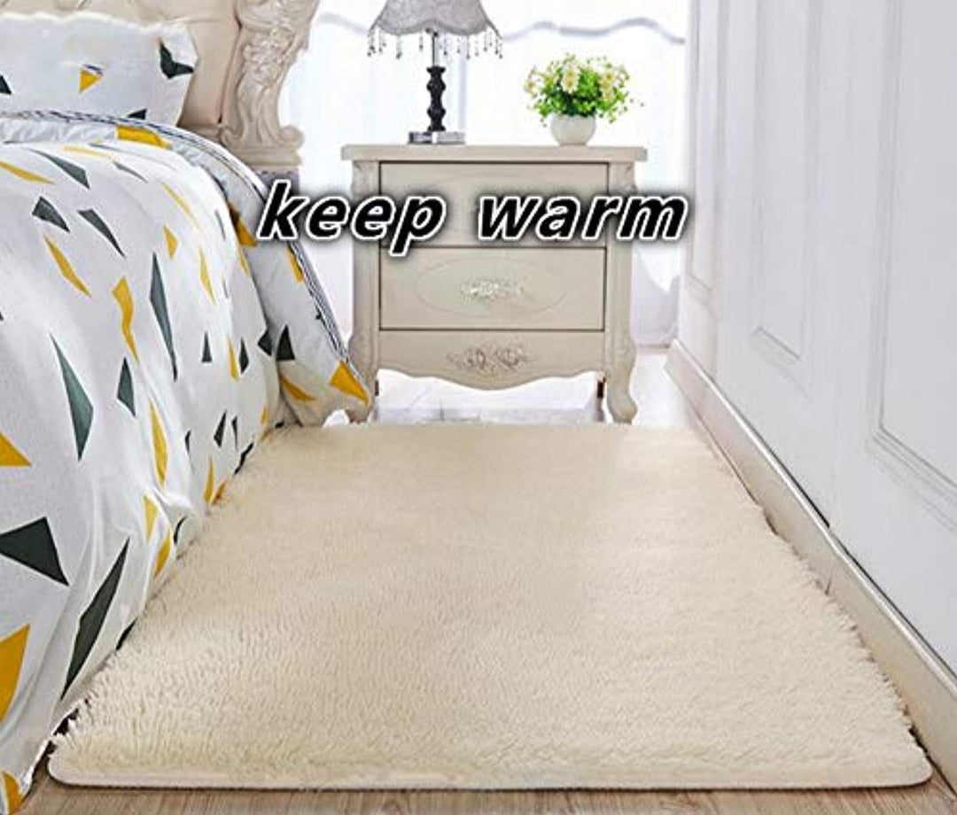 Tecare Soft Area Rugs Fluffy Living Room Carpets Anti Slip Kids Bedroom Rug Shaggy Floor Mats for Living Room Hallway Bedroom (Beige, About 2.7×4 feet（80×120cm）)