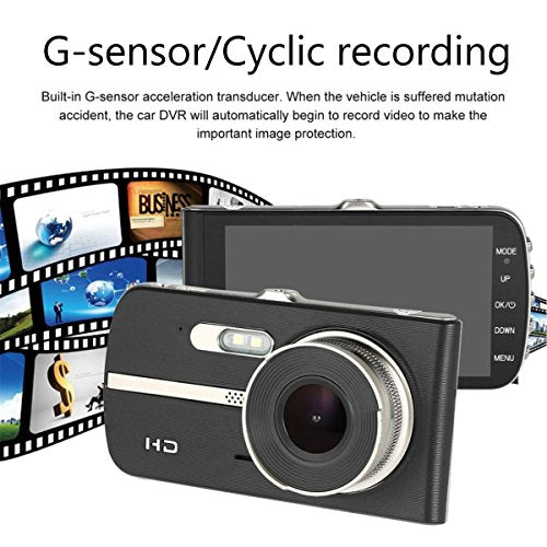 Dash Cam, EIVOTOR 1080P HD Dual Channel Dashboard Cameras Front and Rear, Driving Video Recorder with 4.0'' IPS Screen, Built In G-Sensor, Motion Detection, Loop Recorder