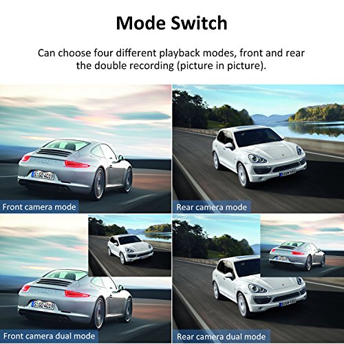 4.0" Car Dash Cam, Full HD 1080P Dash Camera, Front + VGA Rear 290 Degree Super Wide Angle Dashboard Camera with G-Sensor, Loop Recording, Parking Monitoring, Motion Detection etc