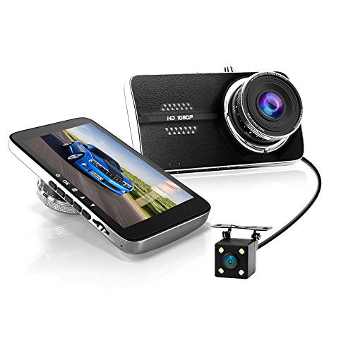 4.0" Car Dash Cam, Full HD 1080P Dash Camera, Front + VGA Rear 290 Degree Super Wide Angle Dashboard Camera with G-Sensor, Loop Recording, Parking Monitoring, Motion Detection etc