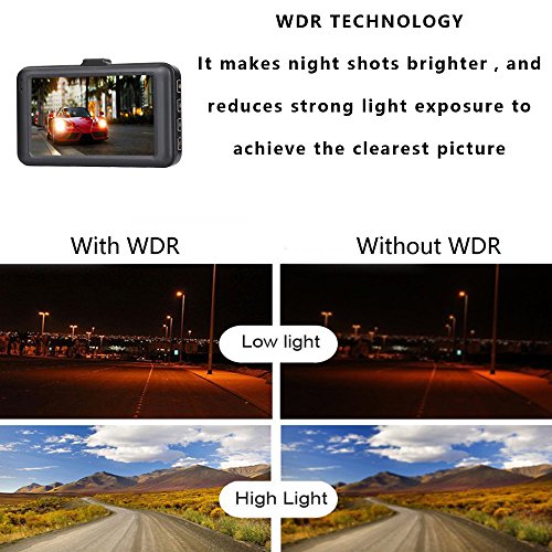 Dash Cam Camecho Dash Camera for Cars 3 Inch 1080P Full HD Black Box Video Recorder with Loop Recording, G-Sensor, Parking Mode, WDR and Motion Detection for Car / Camper / Truck
