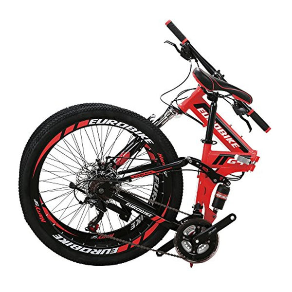 Eurobike EURG4 Mountain Bike 21 Speed 26 Inches Dual Suspension Folding Bike Dual Disc Brake MTB Bicycle