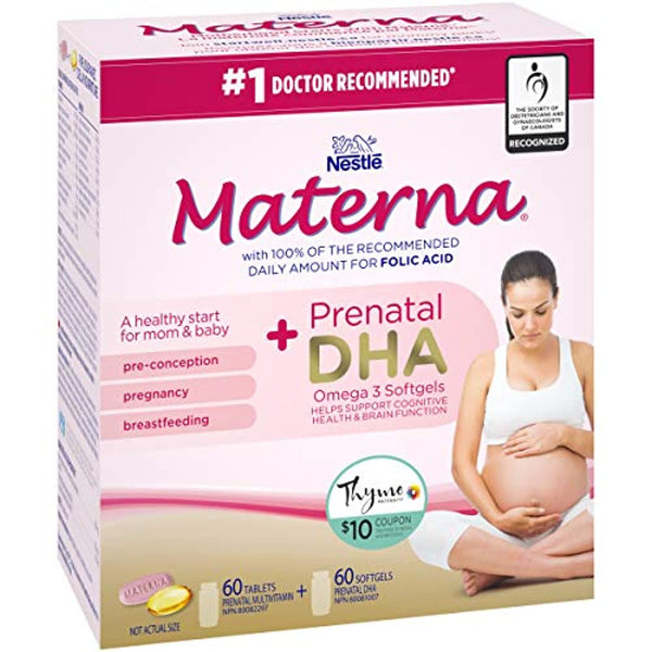 Materna Materna + Dha Prenatal Supplement, Combo-Pack (60 Tablets + 60 Soft gels), 120 Count