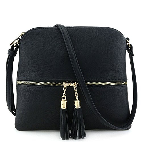 Lightweight Medium Crossbody Bag with Tassel