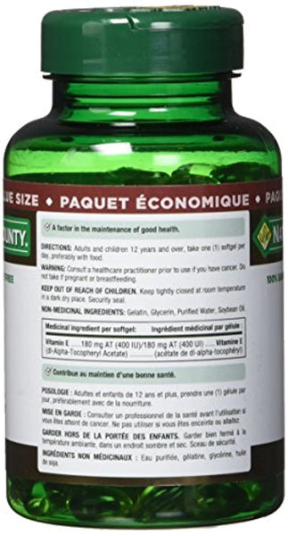 Nature's Bounty Vitamin E Pills and Supplement, Helps Maintain Health, 400iu, 200 Softgels