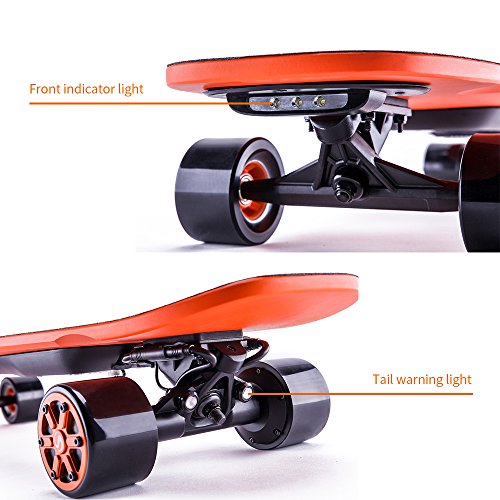 enSkate WoBoard 34.6" Motorized Electric Skateboard Rear Wheel Dual Motor Maple Longboard with Wireless Remote Control, Digital Display and APP Control-Max Range 7.9 Miles, Top Speed 20 MPH (Black)