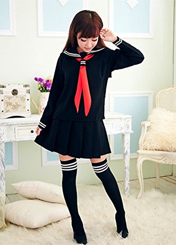 WOTOGOLD Anime Cosplay Costume Navy Sailor Uniform Black Students School Uniforms