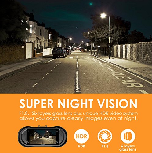 Vantrue X3 WiFi Dash Cam, Super HD 2.5K Dashboard Camera 1440P Car Camera Audio Recorder with Amba A12 Chip, Super HDR Night Vision, Parking Mode, Motion Detection, 170°Wide Angle, Loop Recording