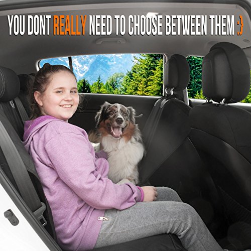 Dog Car Covers for Backseat by Starling’s Hammock Style|Latest Model, Heavy Duty, Waterproof, Non-Slip & Vents for All 3 Seat Belts|Fits All Vehicles, SUV! W/Dog Bowl & Pet Seat-Belt