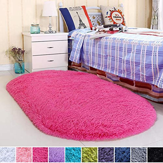 Noahas Ultra Soft 4.5cm Velvet Bedroom Rugs Kids Room Carpet Modern Shaggy Area Rugs Home Decor 2.6' X 5.3' (Hot Pink)