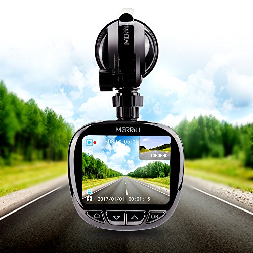 MERRiLL Dash Cam Dual Cameras 1080P 170° Wide Angle 5 megapixel with Night Vision, Parking Monitor, 32GB card