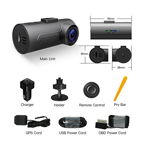 HaloCam C1 Plus FHD 1080P 165° Wide Angle Wifi Connect Smart Car Dash Cam with SONY IMX291 STARVIS Technology Night Vision,GPS Track Car Driving Video Recorder for Video Sharing,Acceleration Test,Driver Assistance,Vehicle Self-inspection,G-sensor for Moti