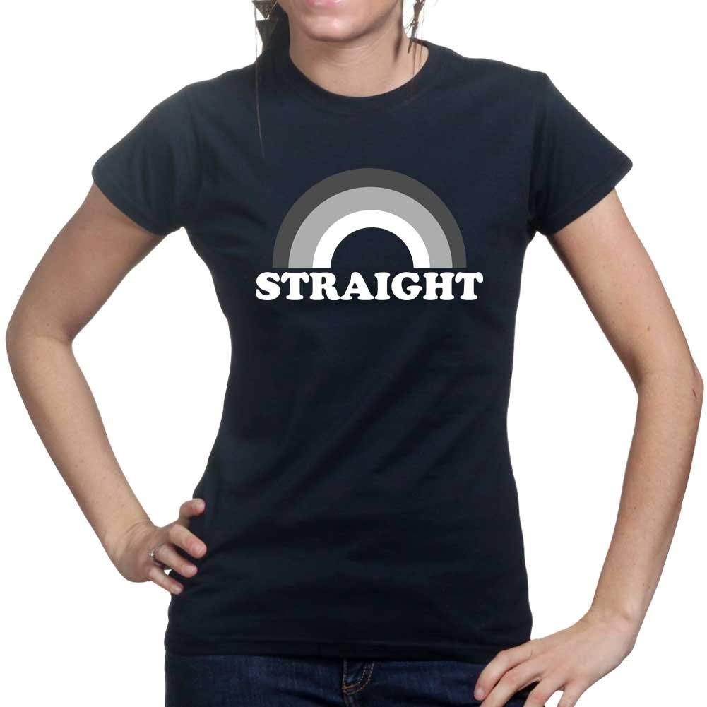 Straight LGBT Q Gay Pride Lesbian Rainbow Ladies Womens T Shirt