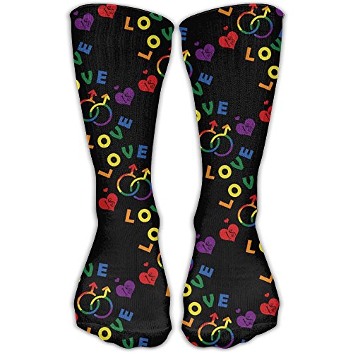 KAKARE Classics Compression Socks Love Is Love Gay & Lesbian Pride Black Personalized Sport Athletic 30cm Long Crew Socks For Men Women