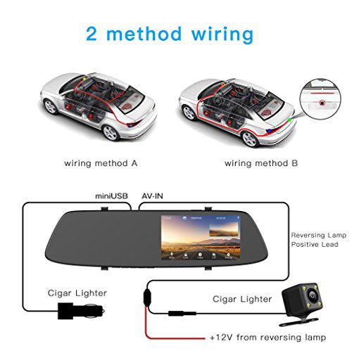 TOGUARD Rearview Mirror Dash Cam 4.3 Inch Touch Screen, 1080P Full HD 170° Wide Angle Front Car Camera Video Recorder and Weatherproof Backup Camera Dual Lens with G-Sensor Loop Recording Parking Monitor