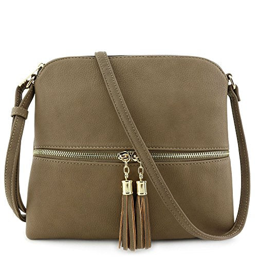 Lightweight Medium Crossbody Bag with Tassel