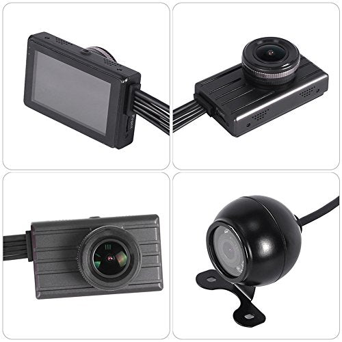 Truck Dash Cam（1080P + VGA + VGA） Inline Control (24V 3inches)Truck Driving Recorder Three Lens Dash Cam HD Car DVR with G-Sensor, Loop Recording(With Infrared Night Vision)