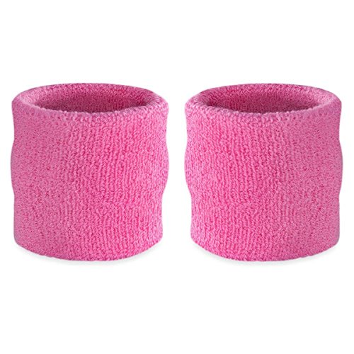 Suddora Wrist Sweatbands - Athletic Cotton Terry Cloth Wristbands for Sports (Pair) (Rainbow)