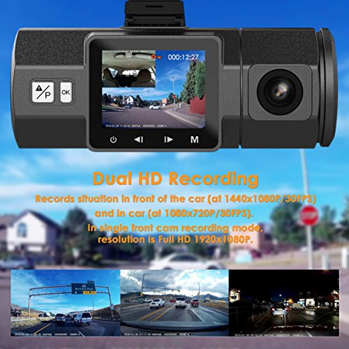 Vantrue N2 Dual Lens Dash Cam 1080P Front and Rear Dash Camera 310° Wide Angle 1.5" LCD with HDR Car Video Recorder Dashboard Camera with Night Vision Effects, Parking Mode, Cold Resistant, G-Sensor, Motion Detection & Loop Recording