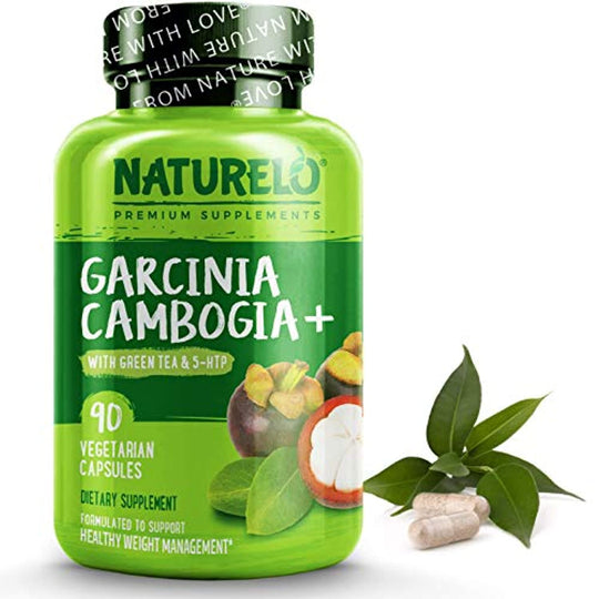 NATURELO Garcinia+ - with Garcinia Cambogia, Green Tea, Guarana, Forskolin, 5-HTP, Green Coffee Bean, Raspberry Ketones, White Kidney Bean Extract - Appetite Suppressant for Safe Weight Loss - 90 Capsules